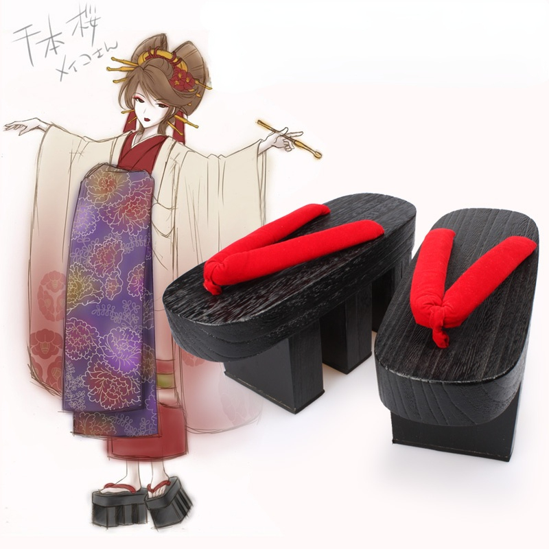 Geta Wooden Sandal - Womens Houten Japanse Geta Clog Bidentate