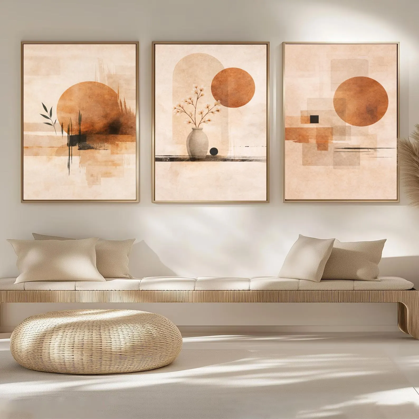 Lifestyle Of Japanese - 3PCS neutrale abstracte zonposter minimalistische Boho