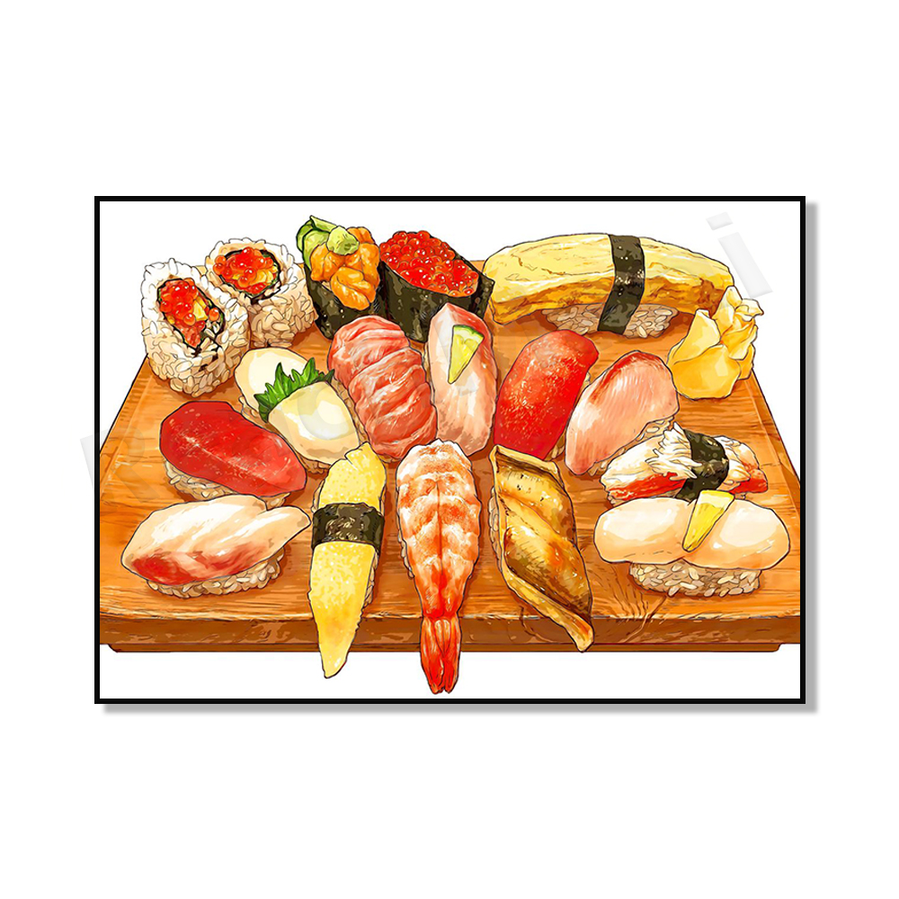 Japanese Lifestyle And Food - Japanse stijl wanddecoratie schilderij muurkunst sushi