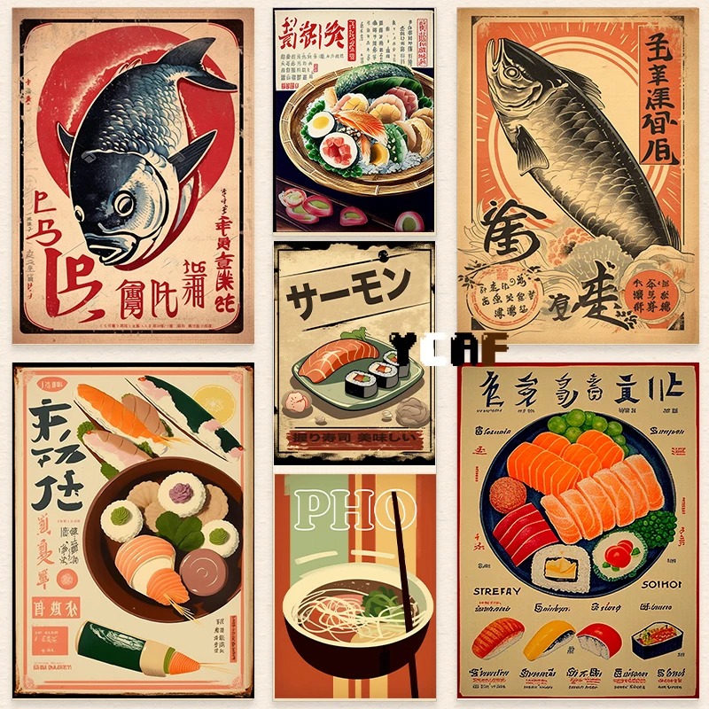 Japanese Lifestyle And Food - Vintage Japanse Food Poster Canvas Afdrukken