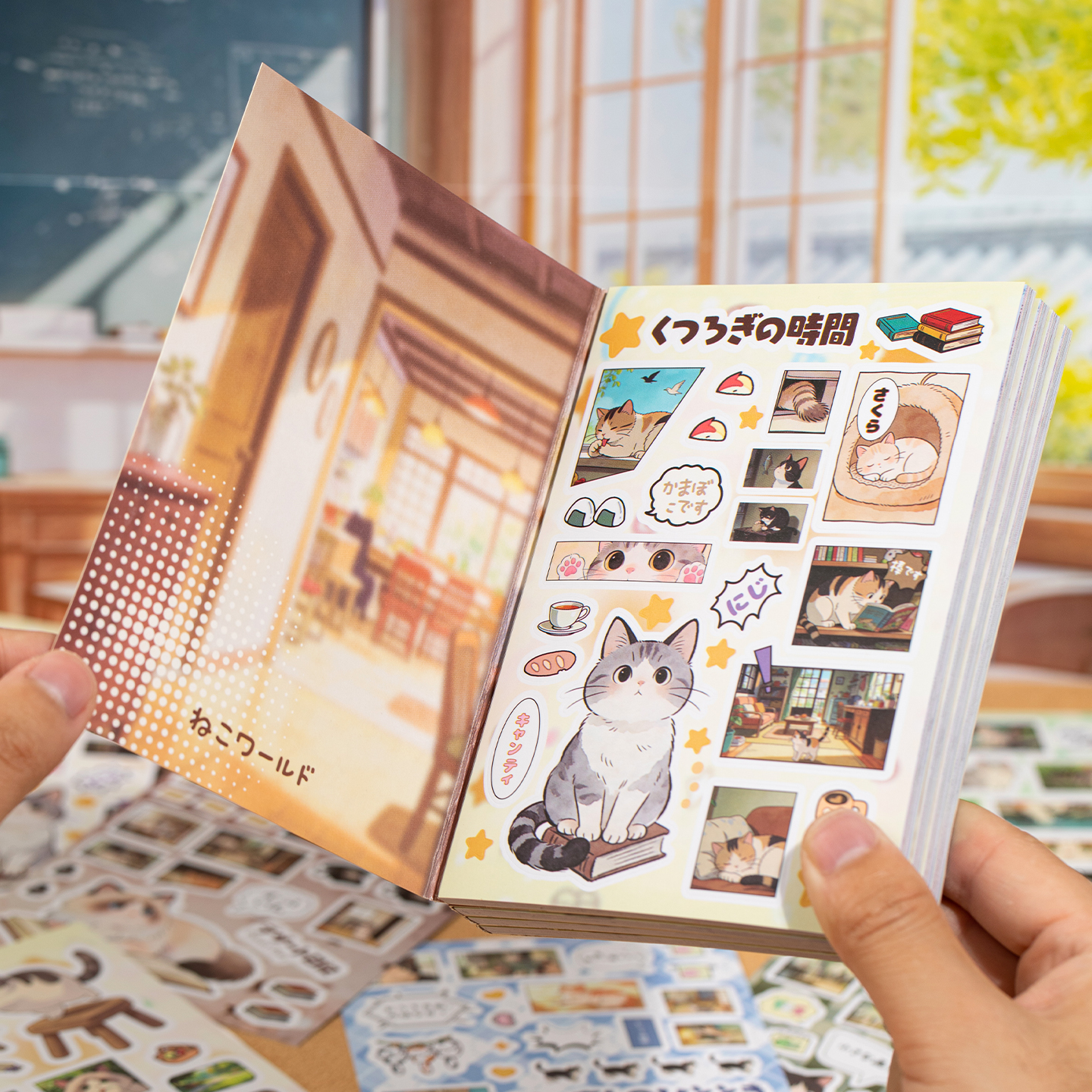 Japanese Lifestyle Books - Japanse Wabi-Sabi dagelijkse kattenstickerboek, schattige kattenstickers