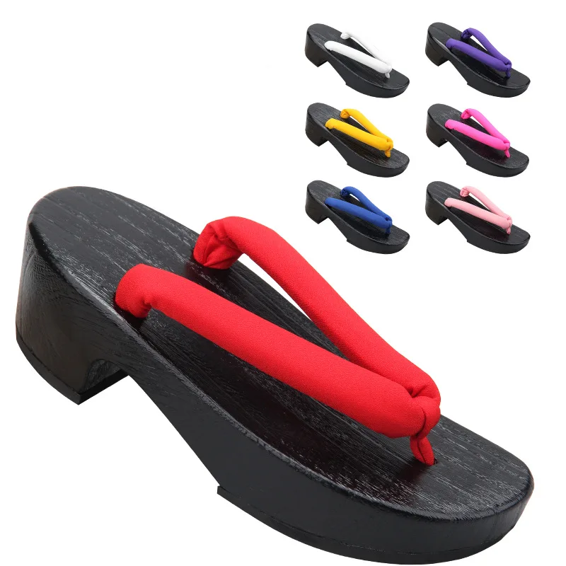 Geta Wooden Sandal - Dames zwarte halvemaanvormige houten sandalen klassieke