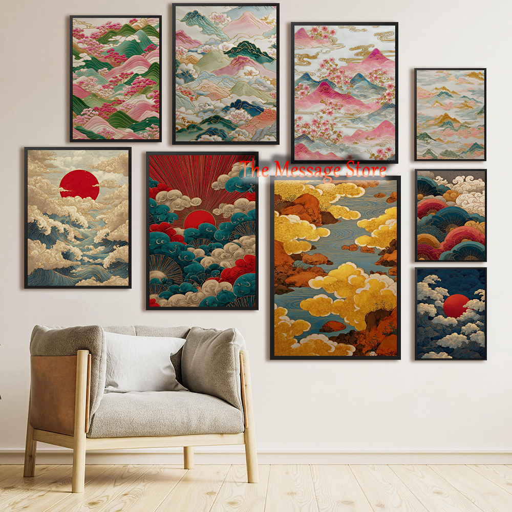 Lifestyle Of Japanese - Japans landschap abstract goud wolken rivier