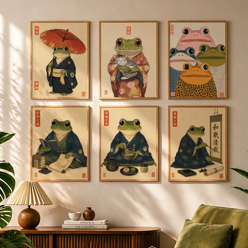 Lifestyle Of Japanese - Culturele Japanse Kikker Levensstijl Schilderij Kalligrafie