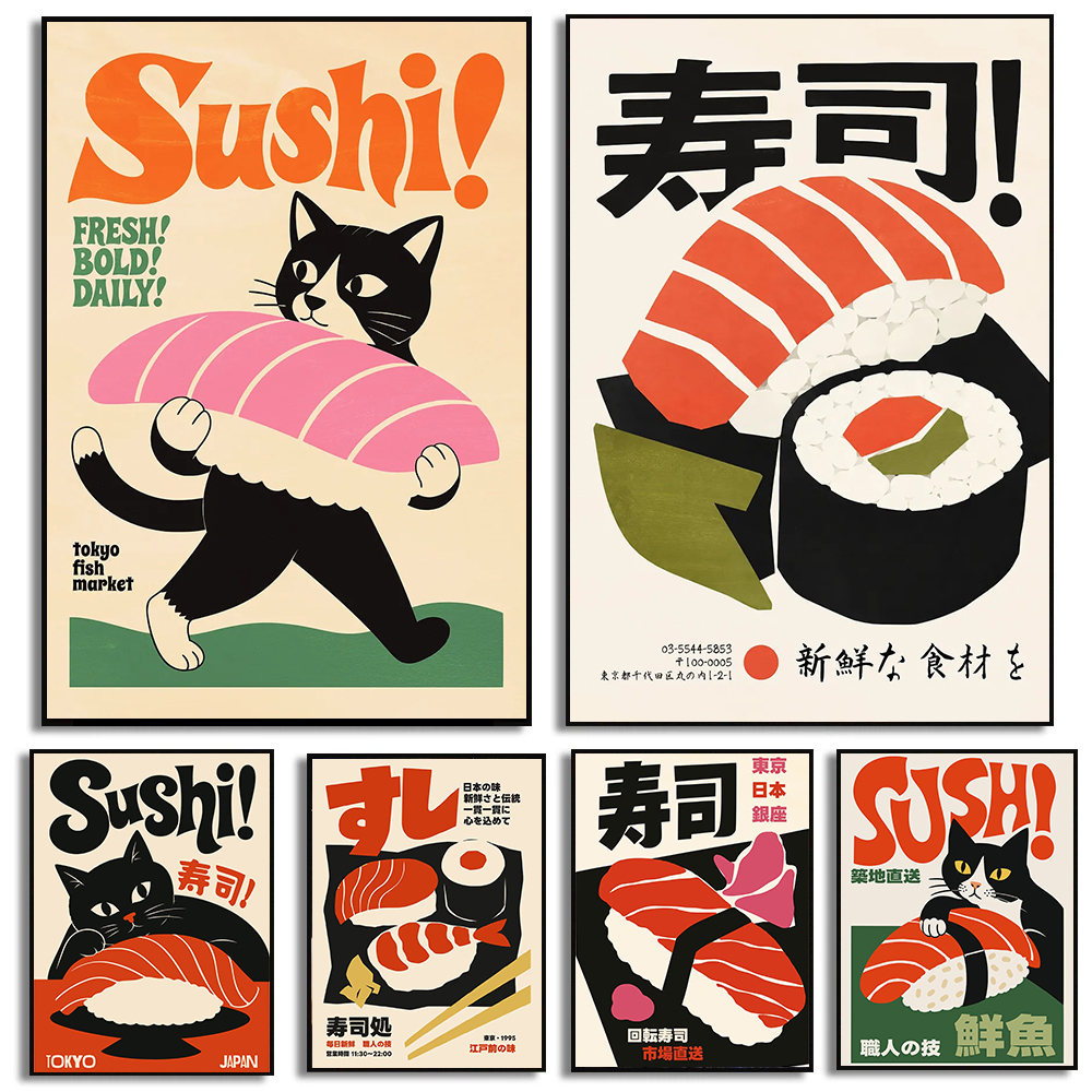 Retro Sushi Posters Moderne Ja - Japanese Lifestyle And Food recensie en prijs