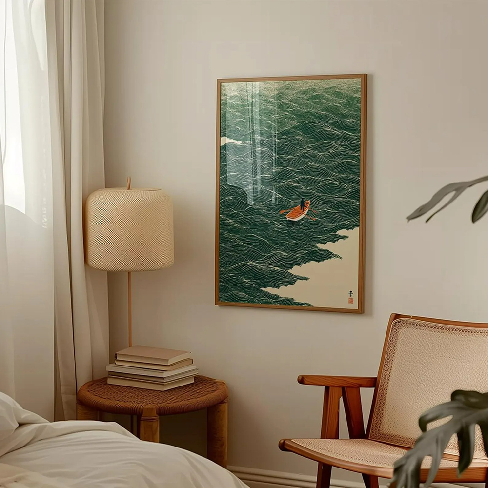 Japanse Wave Art Boot op zee P - Japanese Lifestyle At Home recensie en prijs