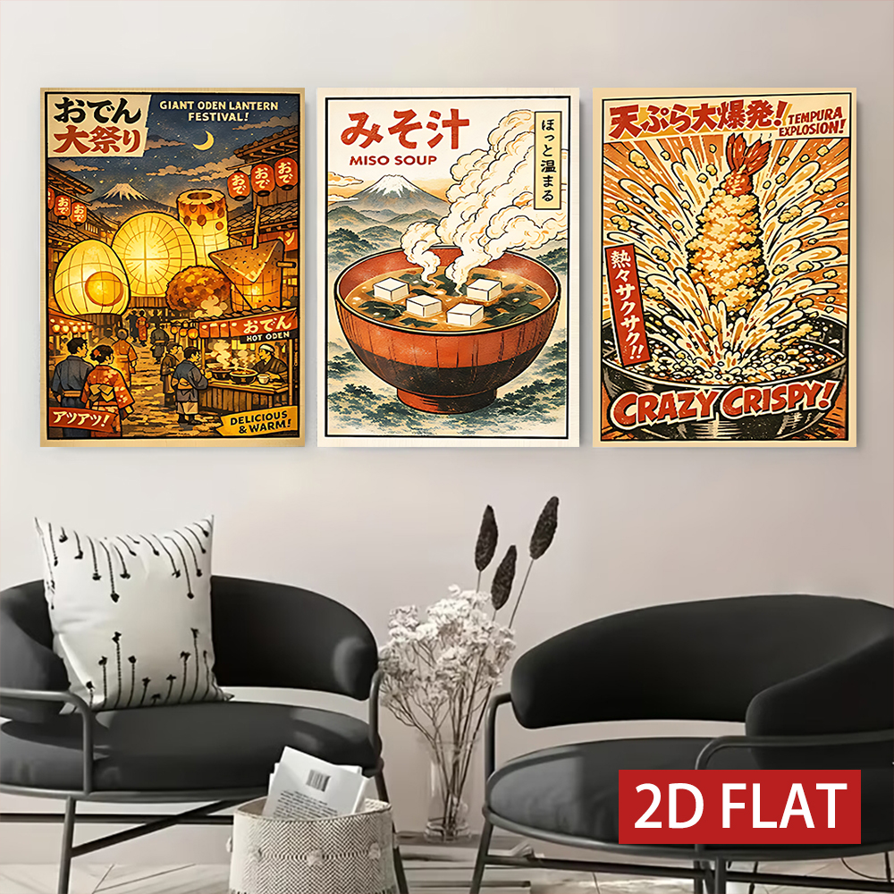 3 stuks houten ingelijste canv - Japanese Lifestyle And Food recensie en prijs