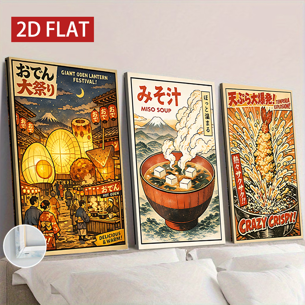 3 stuks houten ingelijste canv - Japanese Lifestyle And Food recensie en prijs
